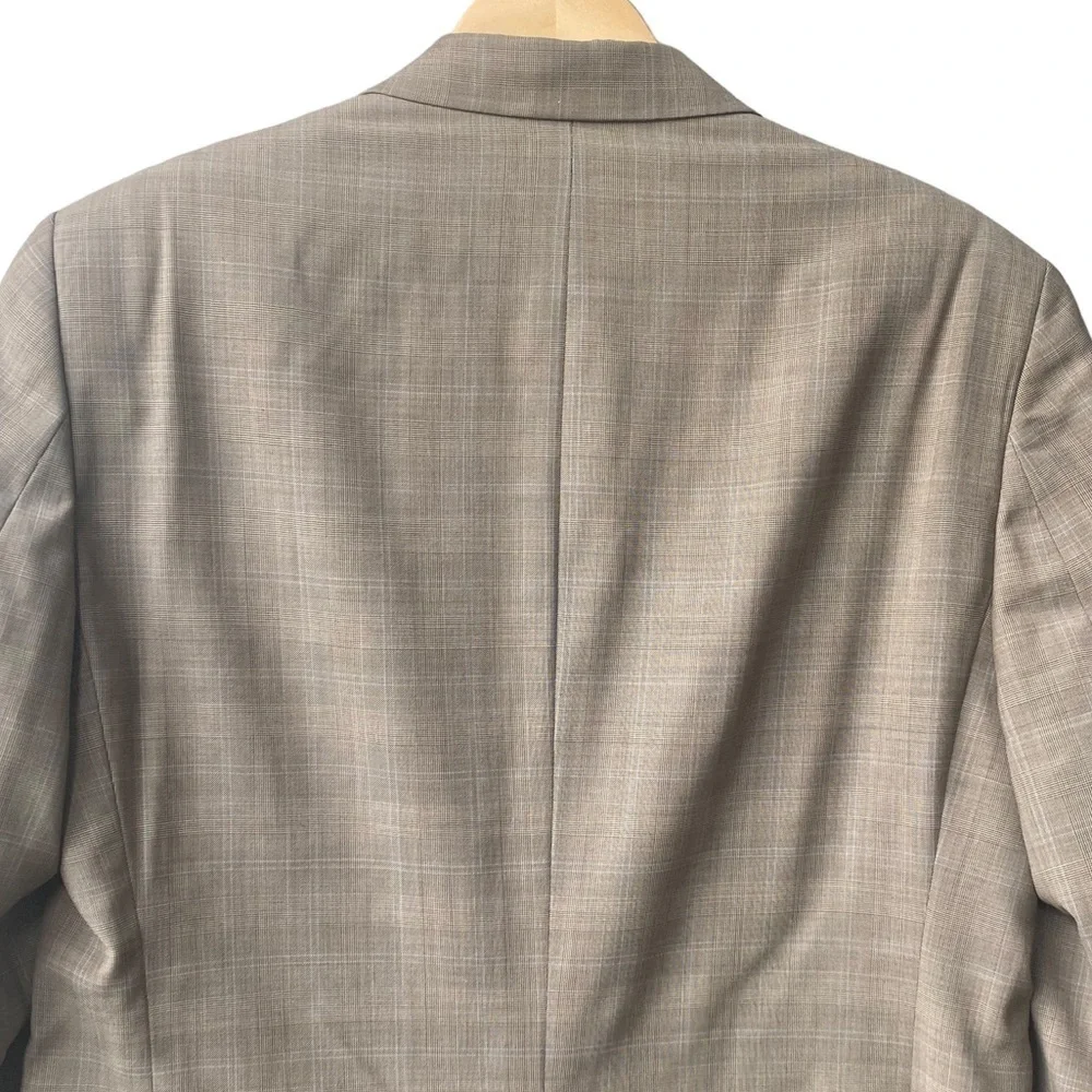 Lauren Ralph Lauren 100% Wool Executive Suit Beige Windowpane‎ Coat Size 40 R